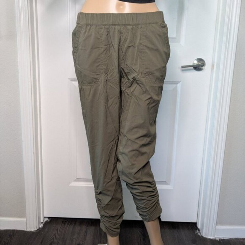 PrAna Pants Women's Small Green Arch Pants Stretch Cinch-Ties Elastic Waist Hike